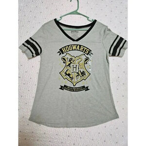 Harry Potter Womens Medium Gray Short Sleeve T-Shirt‎ HOGWARTS Crest Magic